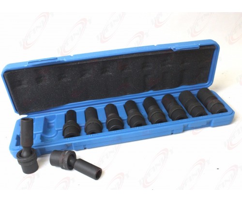 10Pc 3/8" Drive Universal Swivel Deep Impact Socket Set (METRIC) PRO Radius Set